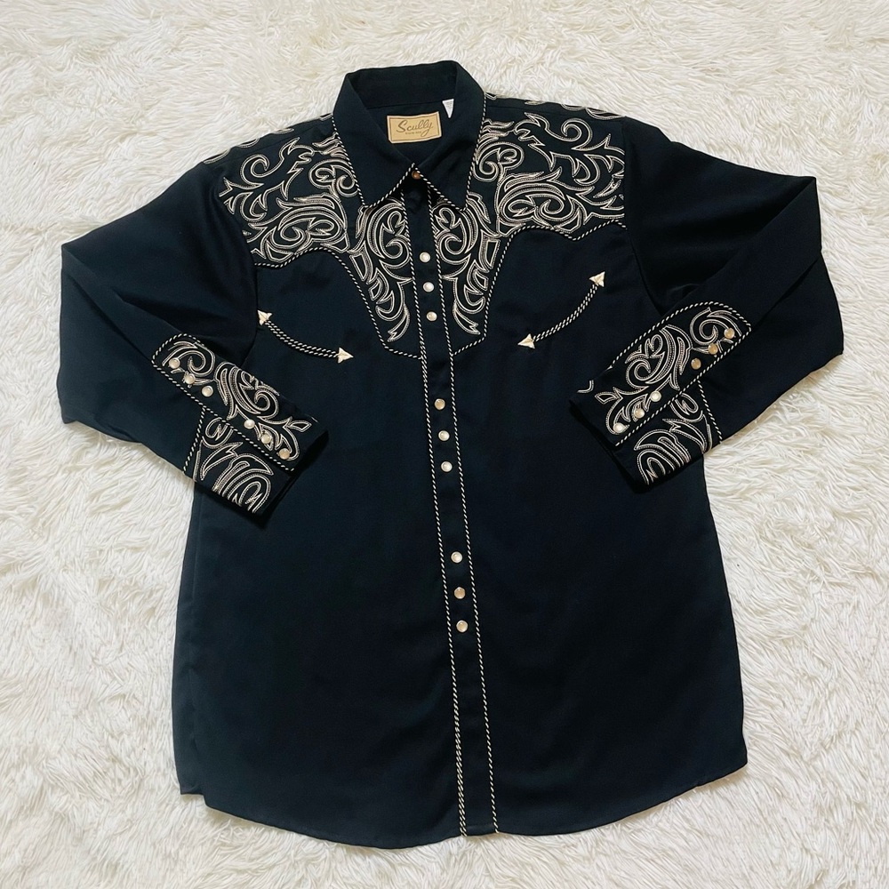 Scully Western Embroidered Pearl Snap Button Up Shirt